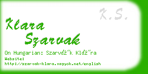 klara szarvak business card